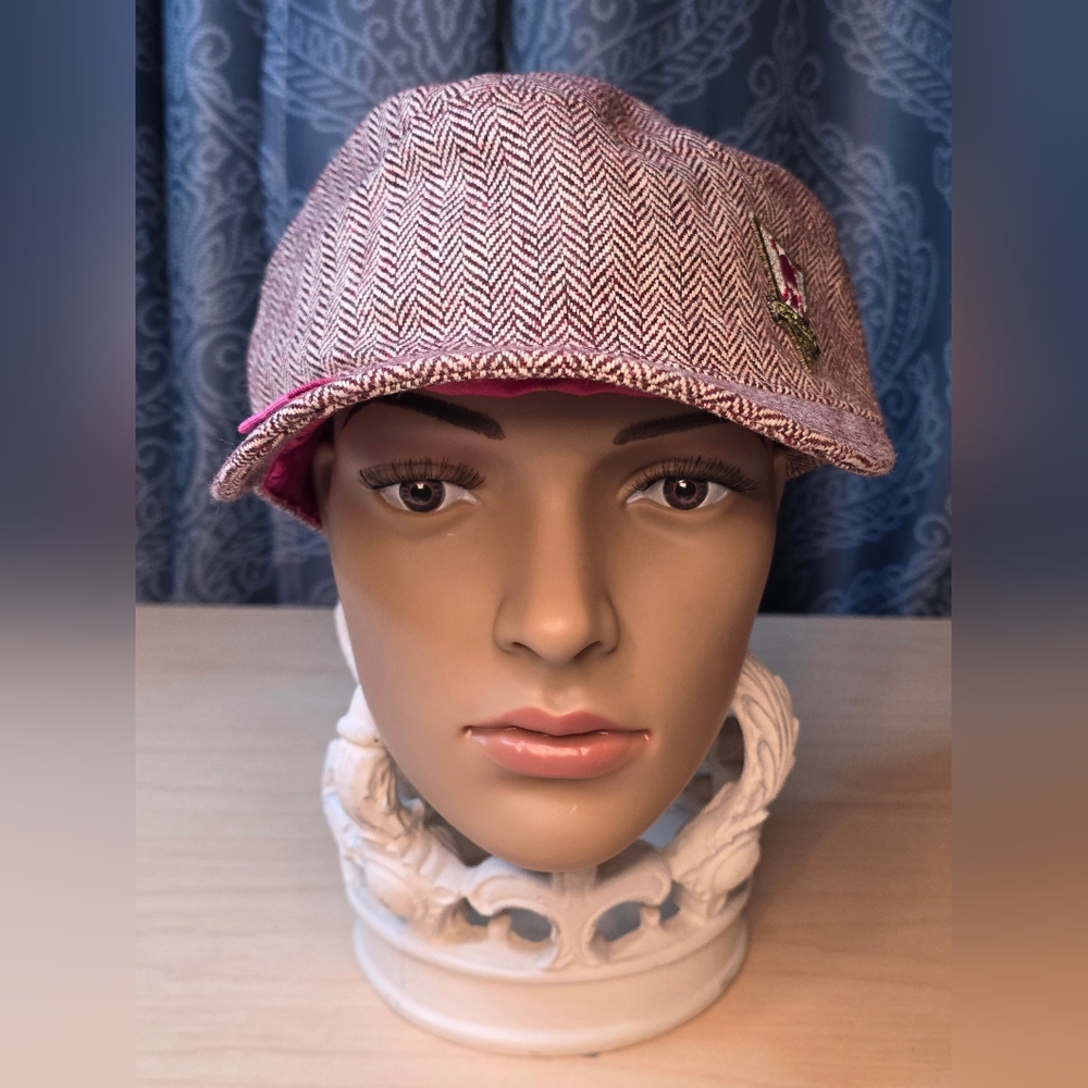 Oakley Pink Tweed/Newsboy Style Fitted Women's Hat Wool/Viscose Blend Size S/M